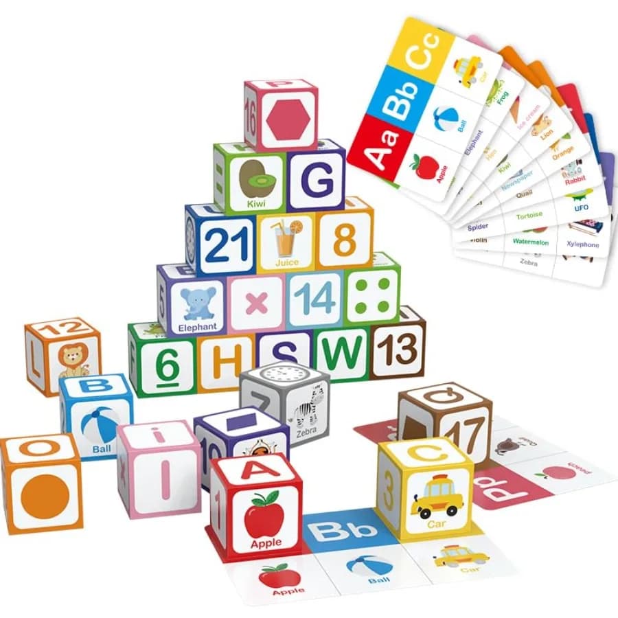 Giocattoli Educativi Multifunzione per Bambini, Set di Blocchi da Costruzione con Alfabeto