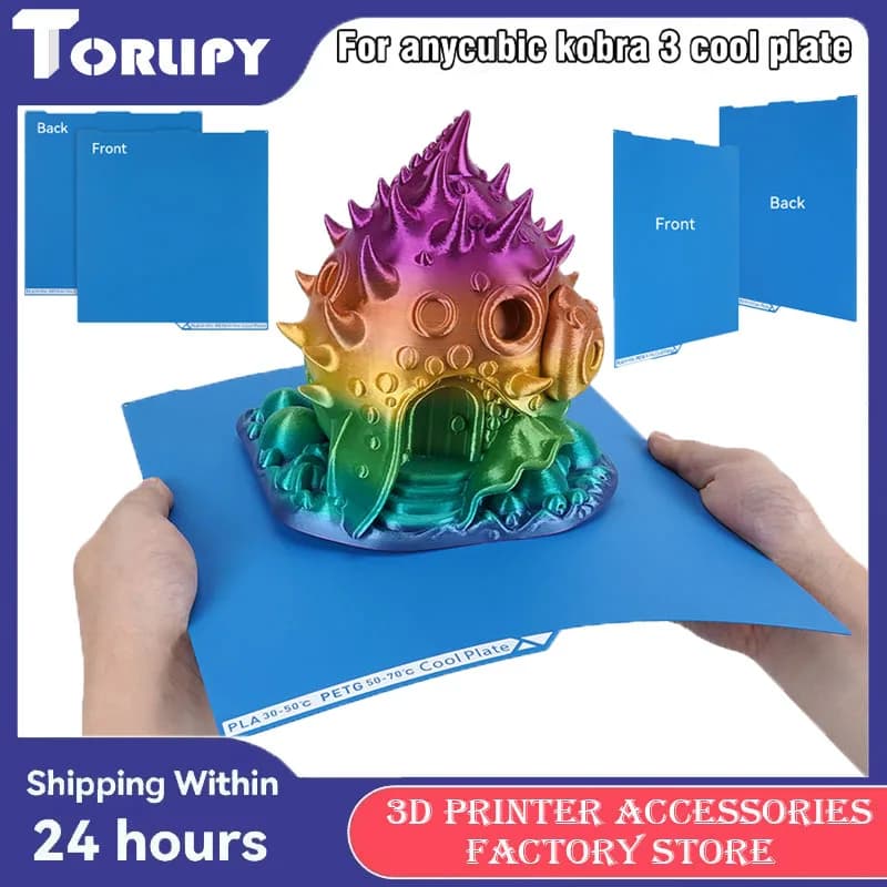 For Anycubic Kobra 3 Cold Plate Double Sided Embedded Surface Strong adherence Low temperature PEI 255x255mm PLA PETG for 3D printer part