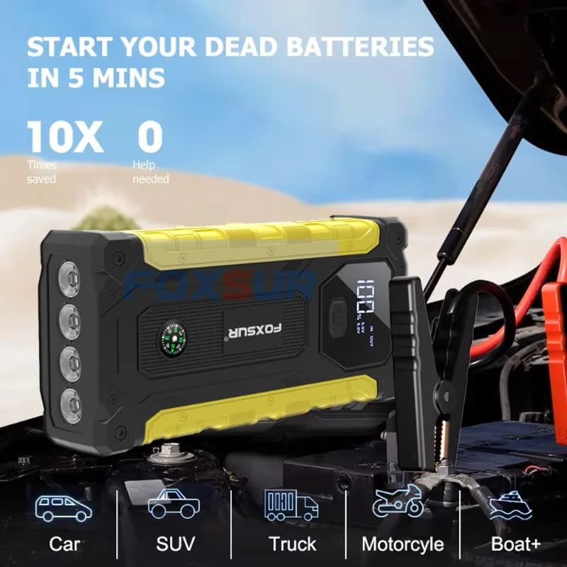 Nuovo Alimentatore di Emergenza 12V con Batteria al Litio per Auto, Power Bank per Auto, Dispositivo di Soccorso per Batterie Scariche