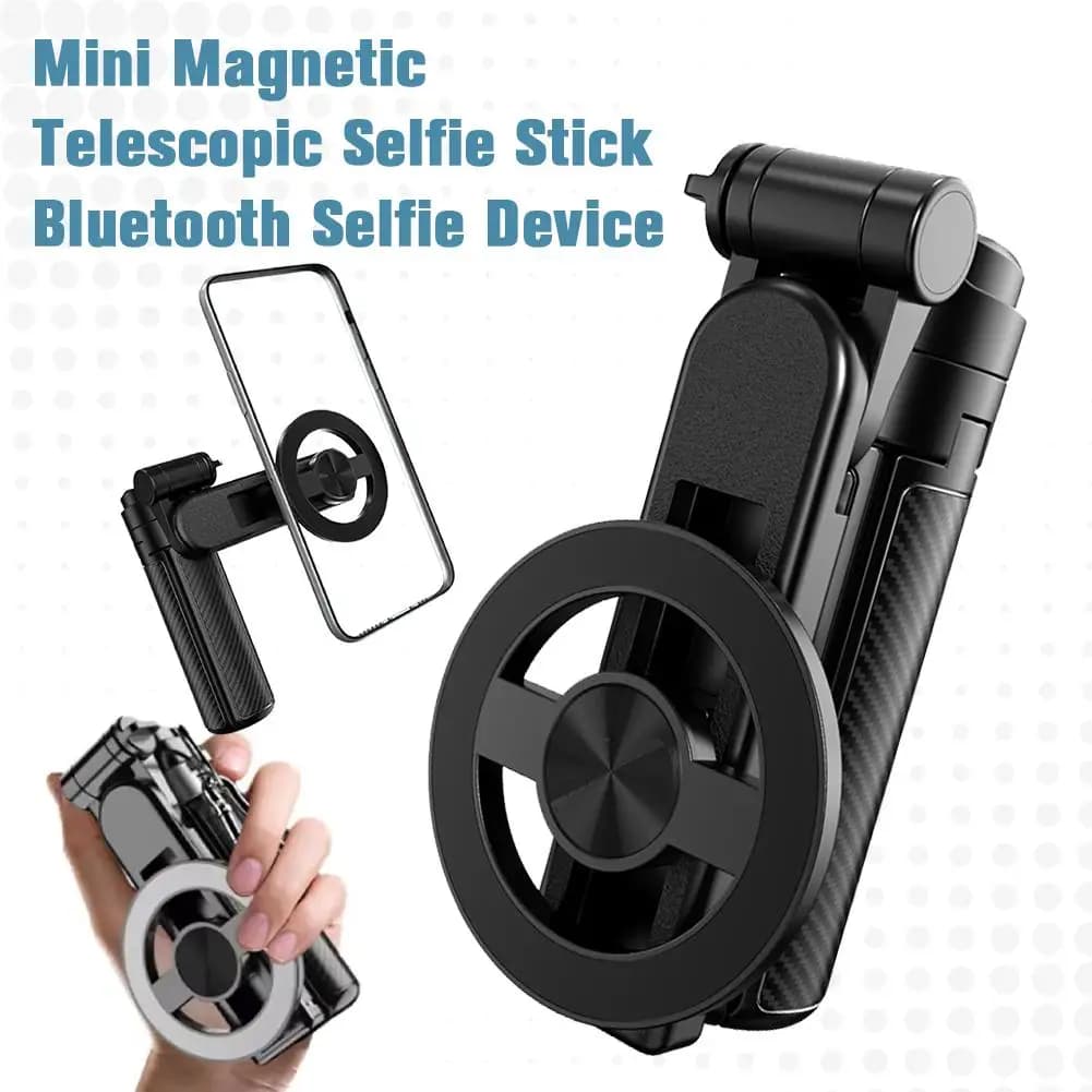 Supporto per telefono magnetico 360 ° Bastone selfie tascabile con rotazione Supporto da tavolo regolabile portatile Maniglia per treppiede Assist per fotocamera