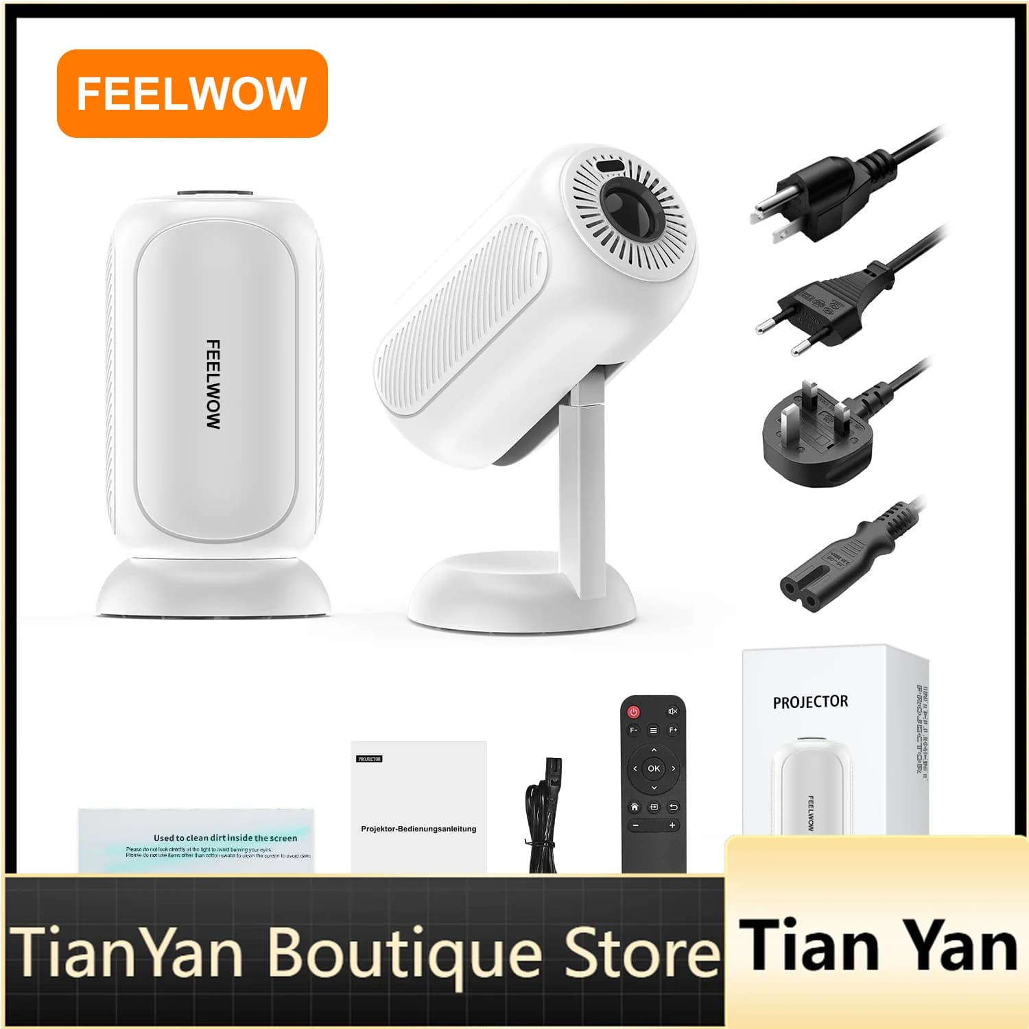 EE1 Mini Proyector TS-6 4K Video Projector for Home Theater Gaming Android 13 Built-In Speakers Portable Short Throw Auto Focus