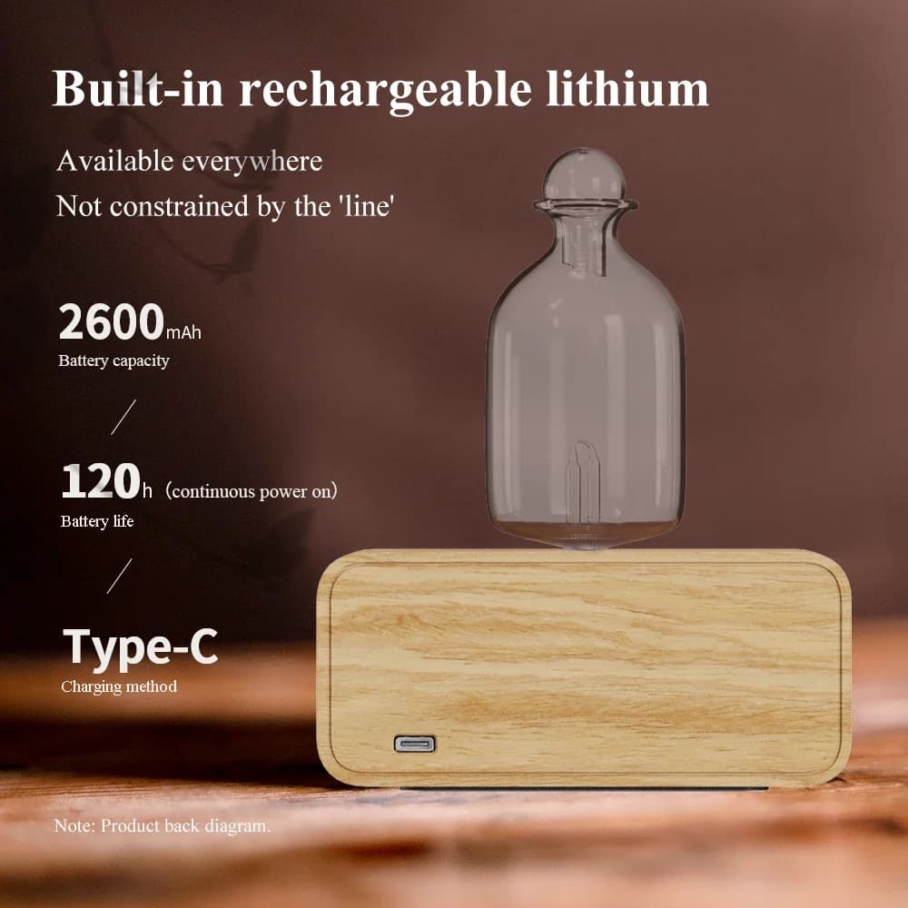 Diffusore di oli essenziali di aroma senza acqua Diffusore di profumo elettrico di fragranza in legno ricaricabile Nebulizzatore a batteria incorporata per la casa