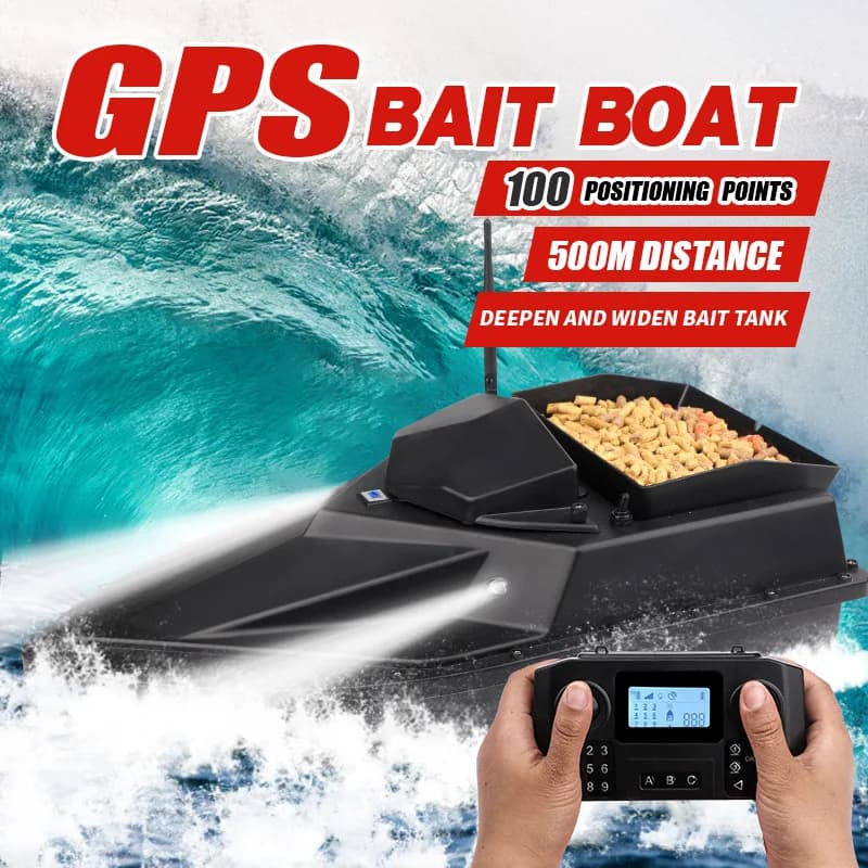 Barca da Pesca RC con GPS a 100 Punti di Posizionamento, Ritorno Automatico, Rete da Traino e Consegna Esche