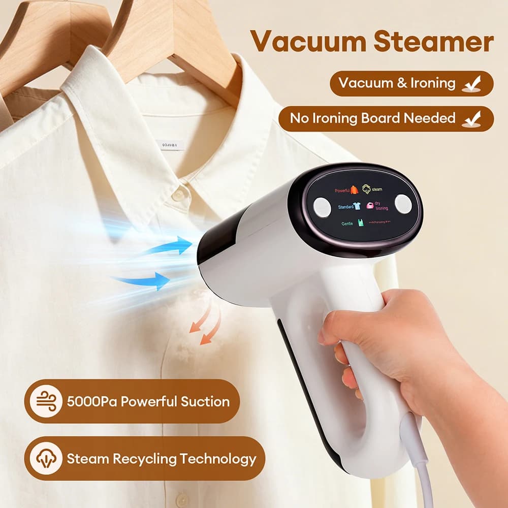 Handheld Vacuum Steam Iron Portable Garment Steamer Iron Fast Heating Steam Clothes Iron Wrinkle Remover Steam & Dry Iron for Home Travel