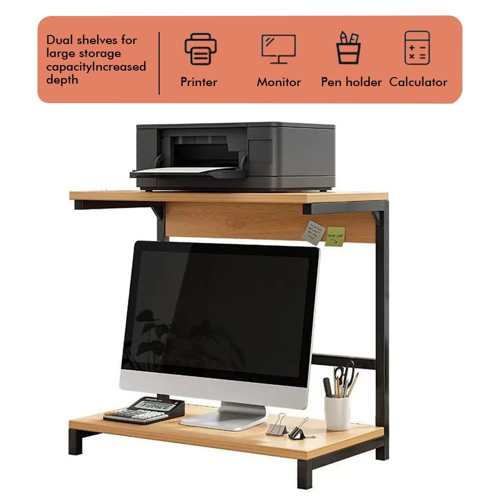 Desk Support at 2 Levels for Monitor and Printer, Computer Organizer and Laptop