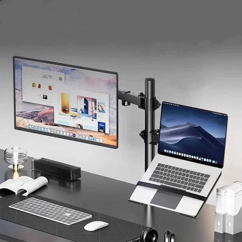Supporto per Doppio Monitor, Supporta Schermi fino a 27 Pollici, Supporto Universale Autoportante con Altezza, Inclinazione, Rotazione Regolabili