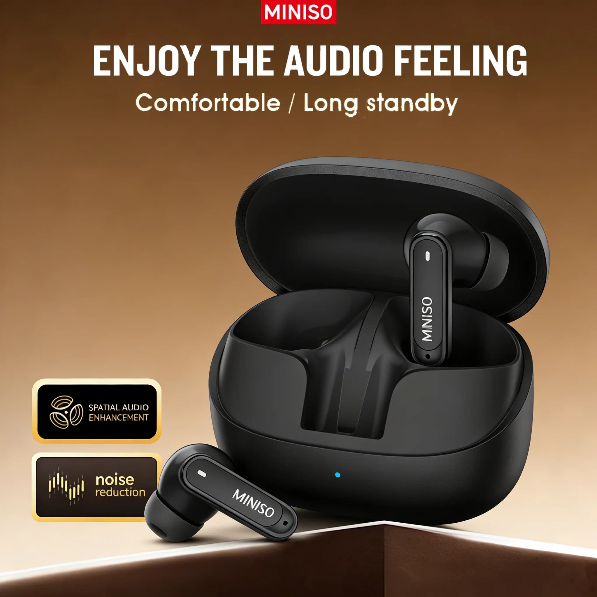 MINISO MS106 Bluetooth Headset TWS Wireless Headphones Long-Term Battery Sports Audiences Noise reduction Comfortable earphones