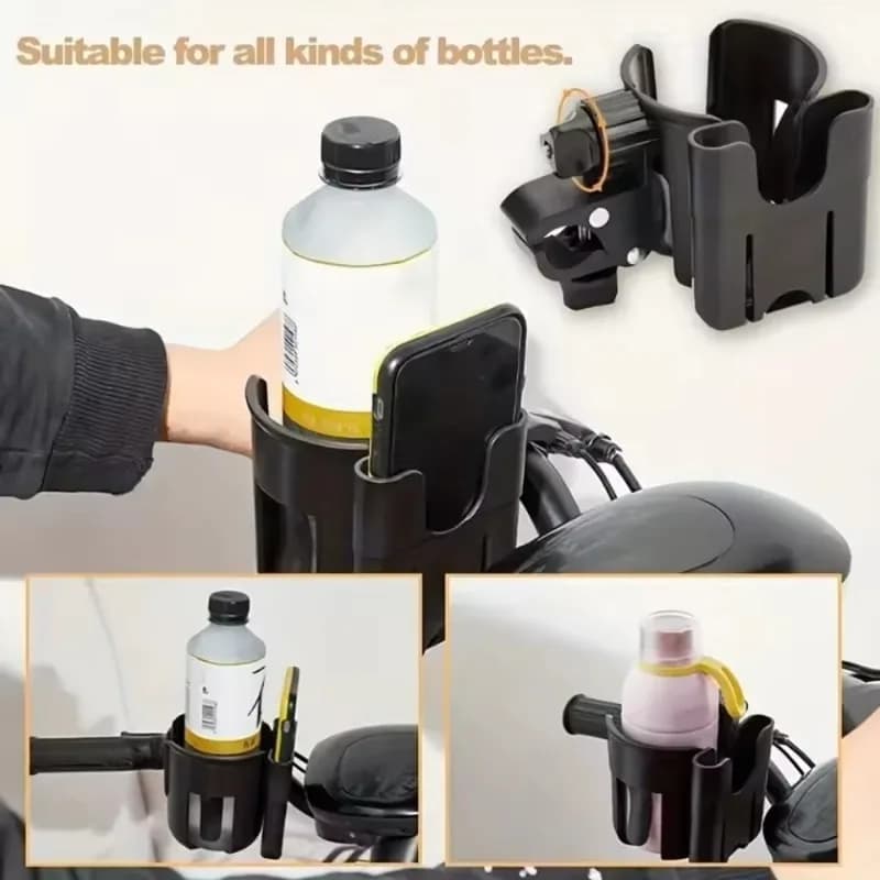 2-in-1 Cup Phone Holder Stroller Cup Holder with Phone Holder Golf Cart Cup Holder for Stroller Bike Wheelchair Walker Scooter
