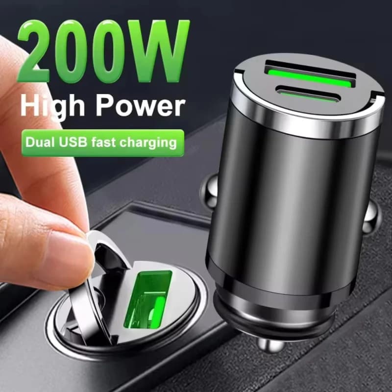 200W USB C Quick Charge Pull Ring Fast Charging Mini Car Charger USB Car Phone Charger Adapter For iPhone Xiaomi Samsung Huawei