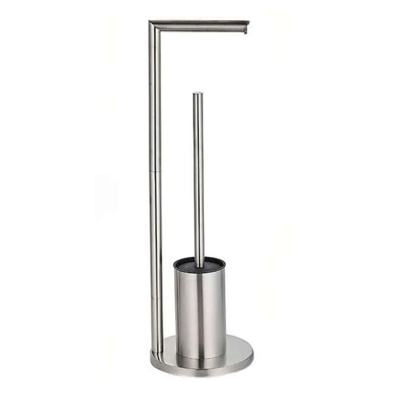Nordic Minimalist Stainless Steel Tissue Holder No-Drill Toilet Paper Rack Bathroom Brush Stand Multi-Use Storage Organizer
