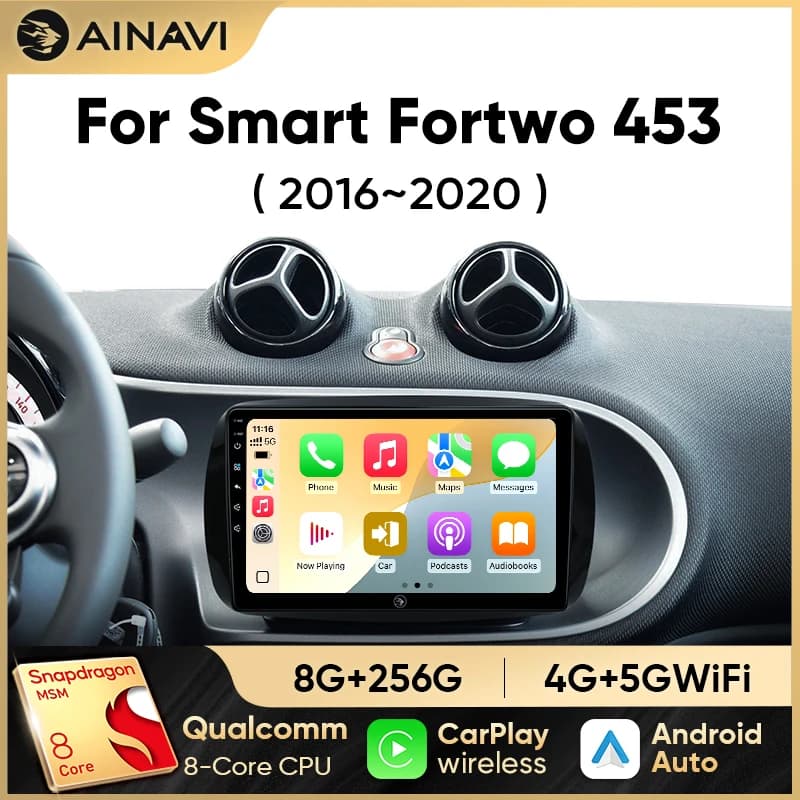 Ainavi Car Radio Android Fortwo 453 For Mercedes Benz Smart 2015 2016 2017 2019 Car Multimedia Wireless Carplay Android Auto