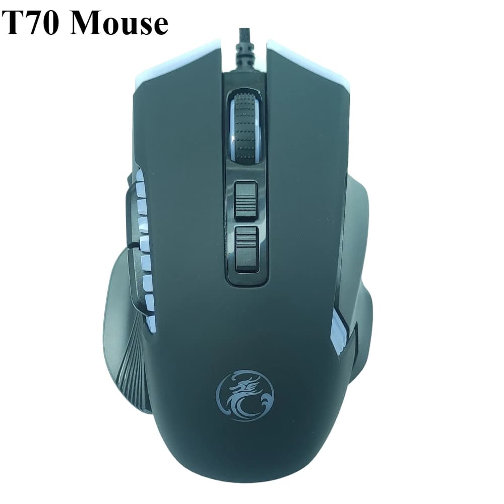 Mouse cablato cbaT70 ad alte prestazioni 7200DPI con sincronizzazione della luce regolabile per giocatori, mouse da gioco RGB programmabile