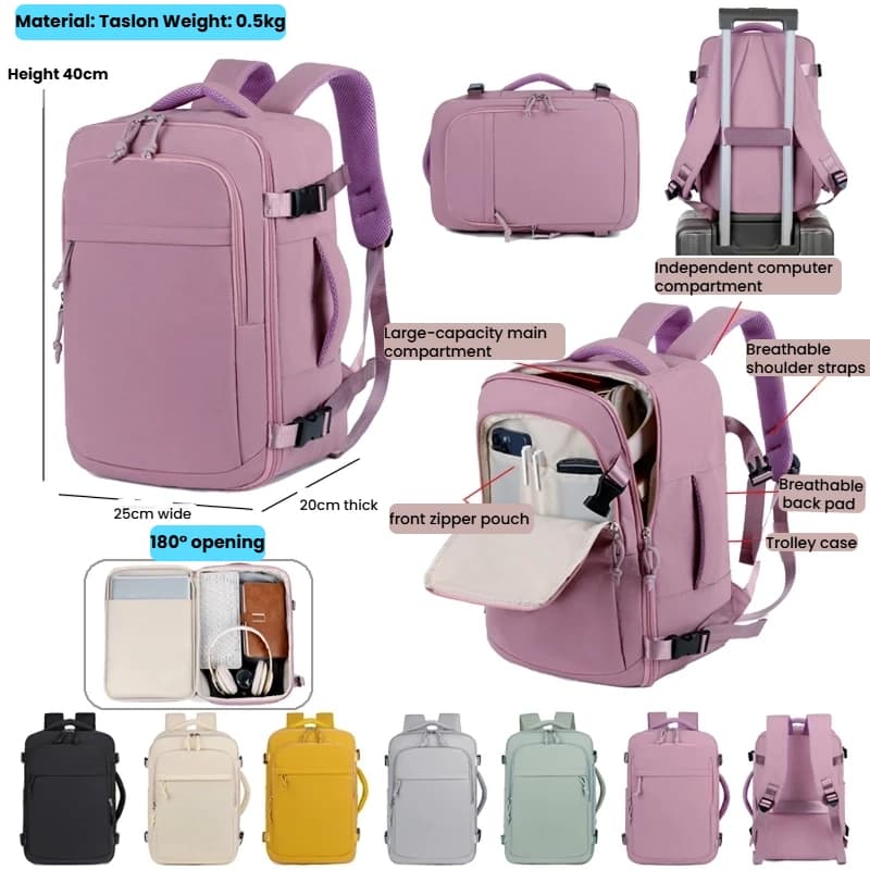 Donna Uomo Bagaglio a mano Zaino Business College Laptop Zaino da viaggio Impermeabile Carry on mochila viaje cabina avion 40x20x26