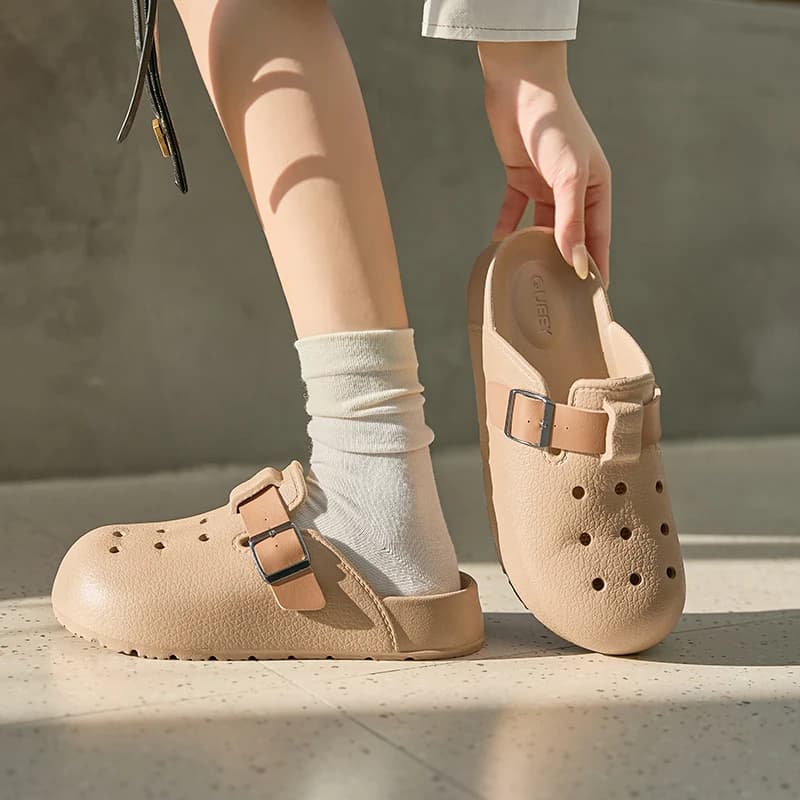Women's Summer Shoe Sandals Outdoor Sliding Point Closed Belt Adjustable Slippers Muller Bottom Thick Soft Men Couple Shoes With Hole