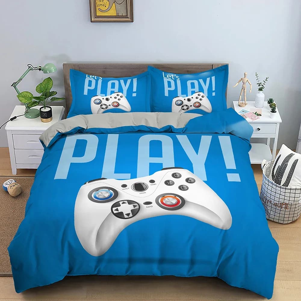 Set copripiumino per videogiochi per bambini e adolescenti Set copripiumino per giocatori per ragazzi Set di biancheria da letto modello controller di gioco Copripiumino in poliestere
