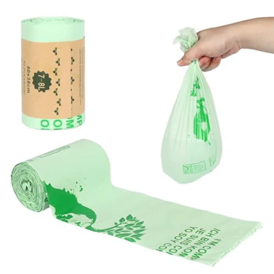 Handle Tie Compostable Food Scrap Bags For Counter Top Compost Bin, Small Compost Bags, 100 Count, 10 Liter Small Kitchen Food