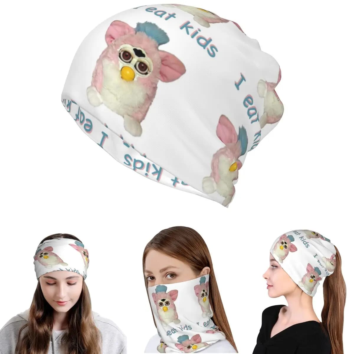 Furby I Eat Kids Bandana, Scaldacollo, Sciarpa, Maschera Multiuso, Berretto per Uomini e Donne, Lavabile