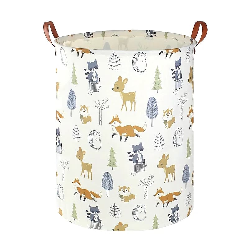 Large cotton linen basket, clothes holder, folding basket for bedroom, multipurpose container for home with handles