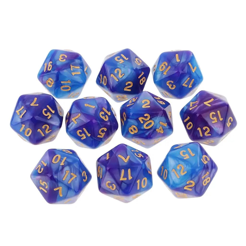 10 pezzi Dadi poliedrici a 20 facce D20 Dadi RPG Dadi Gioco da tavolo Puntelli Forniture da gioco da tavolo - Doppi colori