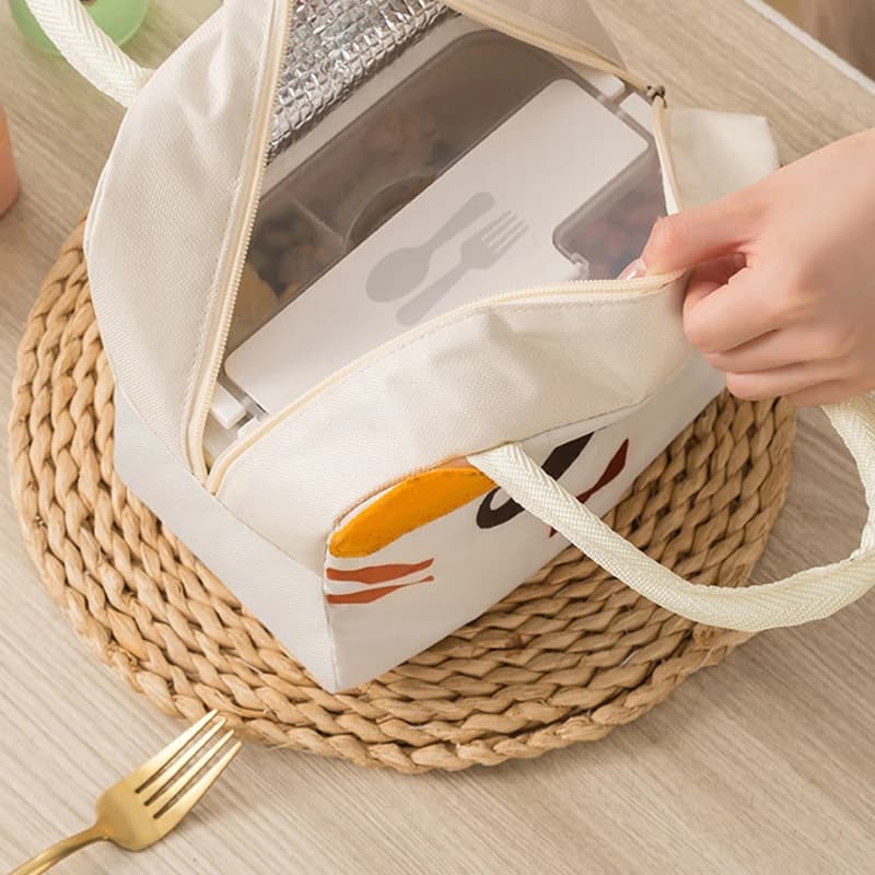 Borsa Termica Portatile in Tessuto Oxford con Stampa Cartoon, Borsa Frigo Piccola per Alimenti, Accessori per Lunch Box