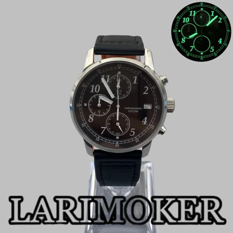 LARIMOKER Orologio al quarzo da uomo da 38,8 mm Moda casual Vetro zaffiro impermeabile 100M Adatto per movimento VK67 Orologio da uomo di lusso