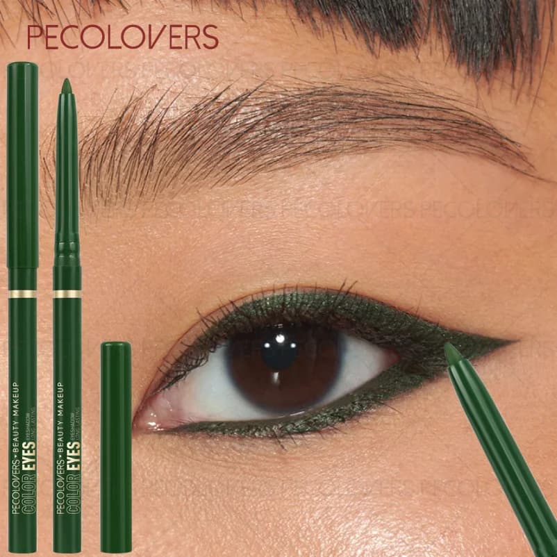 Penna gel per eyeliner impermeabile 1PC, applicazione liscia a lunga durata, verde, consistenza morbida, anti-sbavature, Halloween/festa/Natale