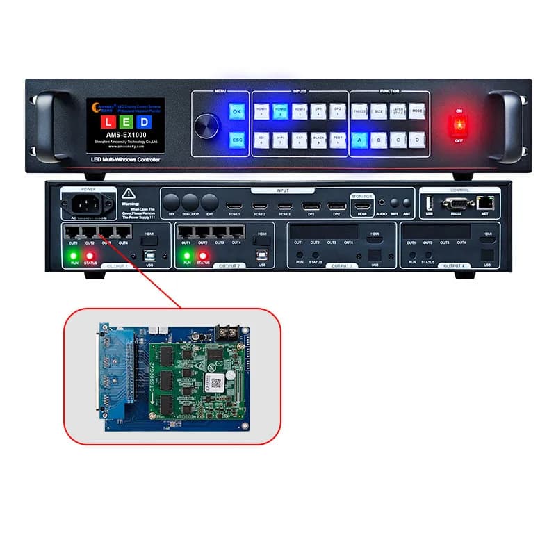 Dispositivo di controllo display LED a quattro schermi Amoonsky EX1000_L 2 in 1 (scheda di invio e processore) Simile Linsn X8212 X8208 Y8-410