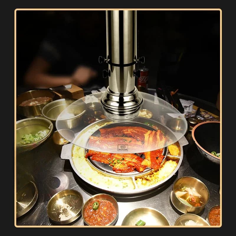 Barbecue shop exhaust equipment Korean barbecue smoke exhaust glass smoking cover Japanese barbecue telescopic