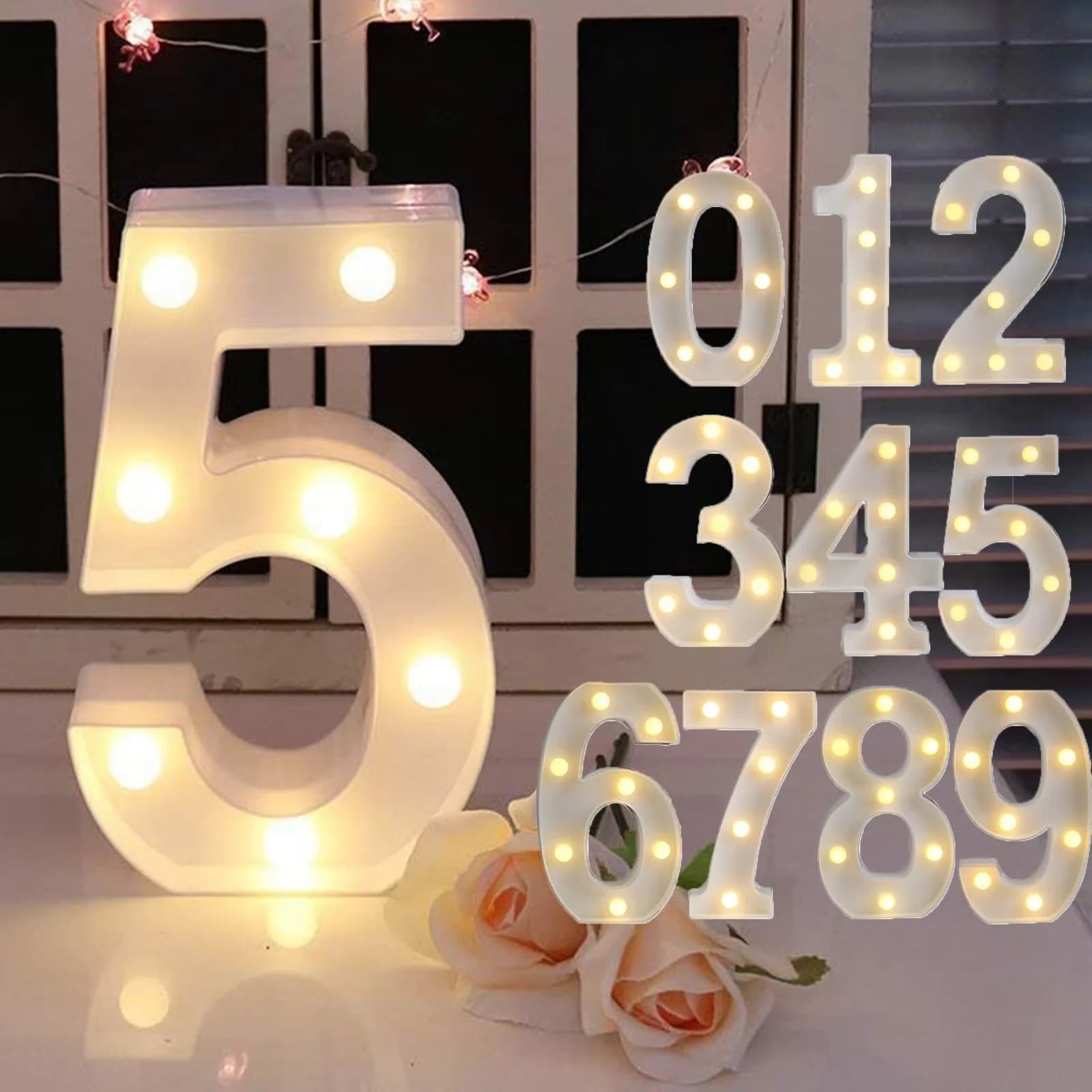 0-9 Luci LED creative Lampada con numero luminoso Cornice per numero di compleanno Luce notturna fai-da-te per la decorazione della casa della festa nuziale di anniversario