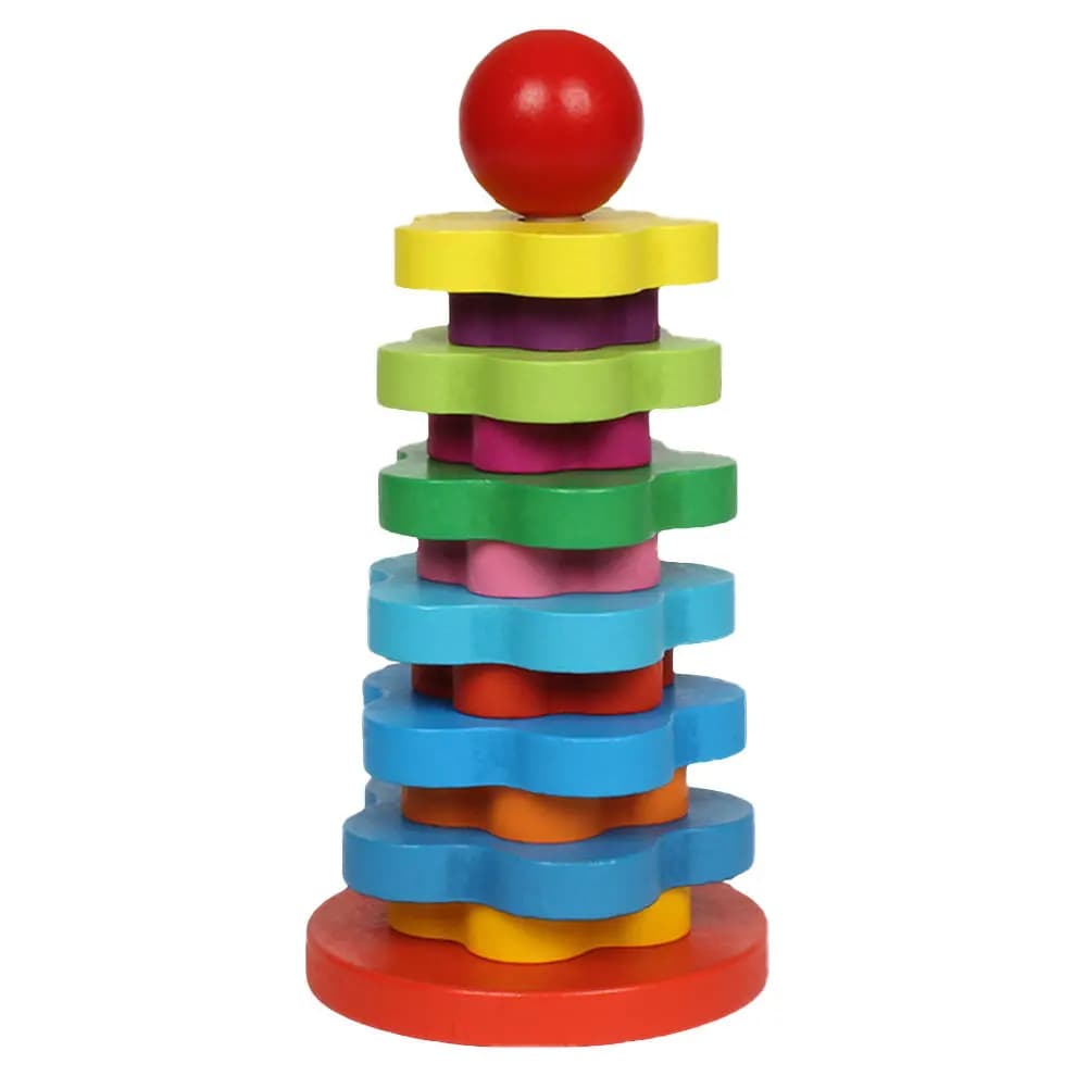 Set di 1 Colonna Impilabile Arcobaleno, Gioco Educativo per Bambini, Gioco Creativo Colorato in Legno per l'Apprendimento Precoce, Divertenti Blocchi da Costruzione