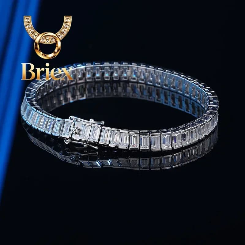 Bracciale Briex Jewelry di lusso in platino massiccio PT950 da donna con moissanite da 0,4 carati e smeraldo, semplice ed elegante