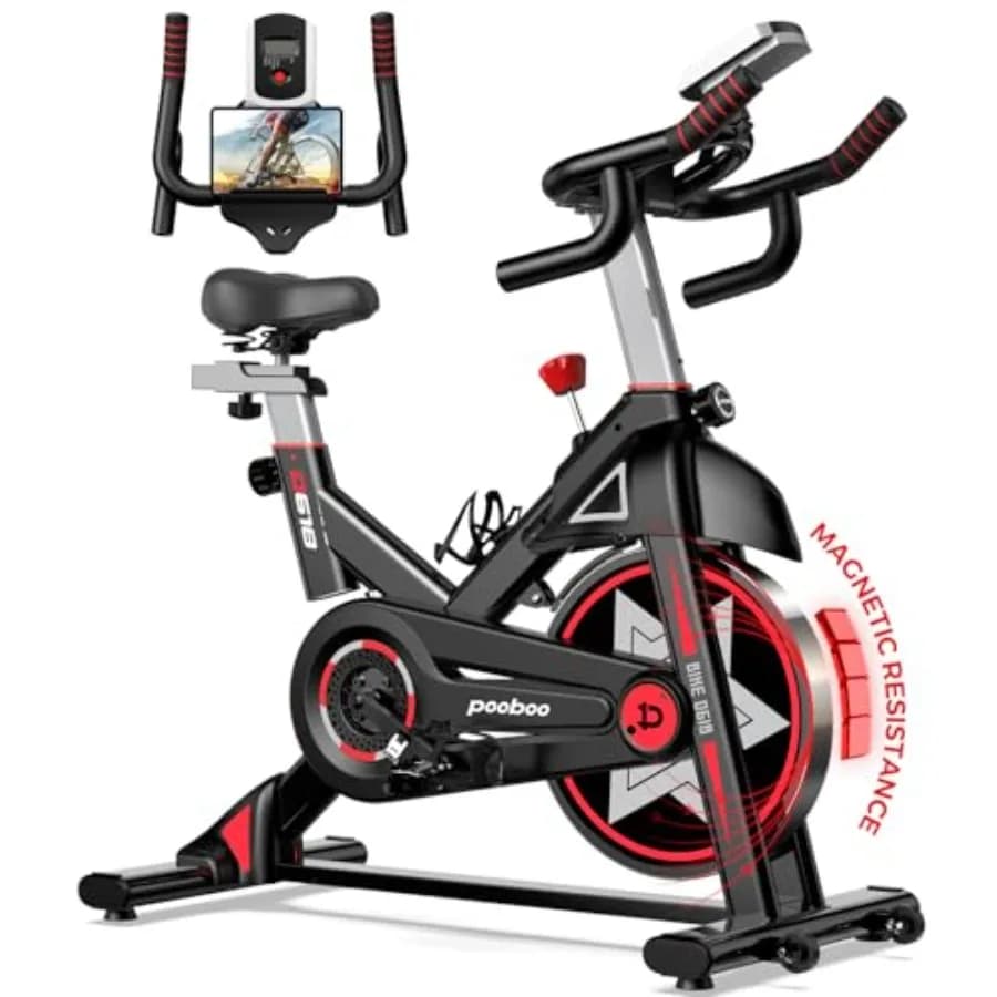 Cyclette Bici fissa per palestra domestica Bici da ciclismo indoor con comodo cuscino del sedile Supporto per tablet Cinghia silenziosa Ind