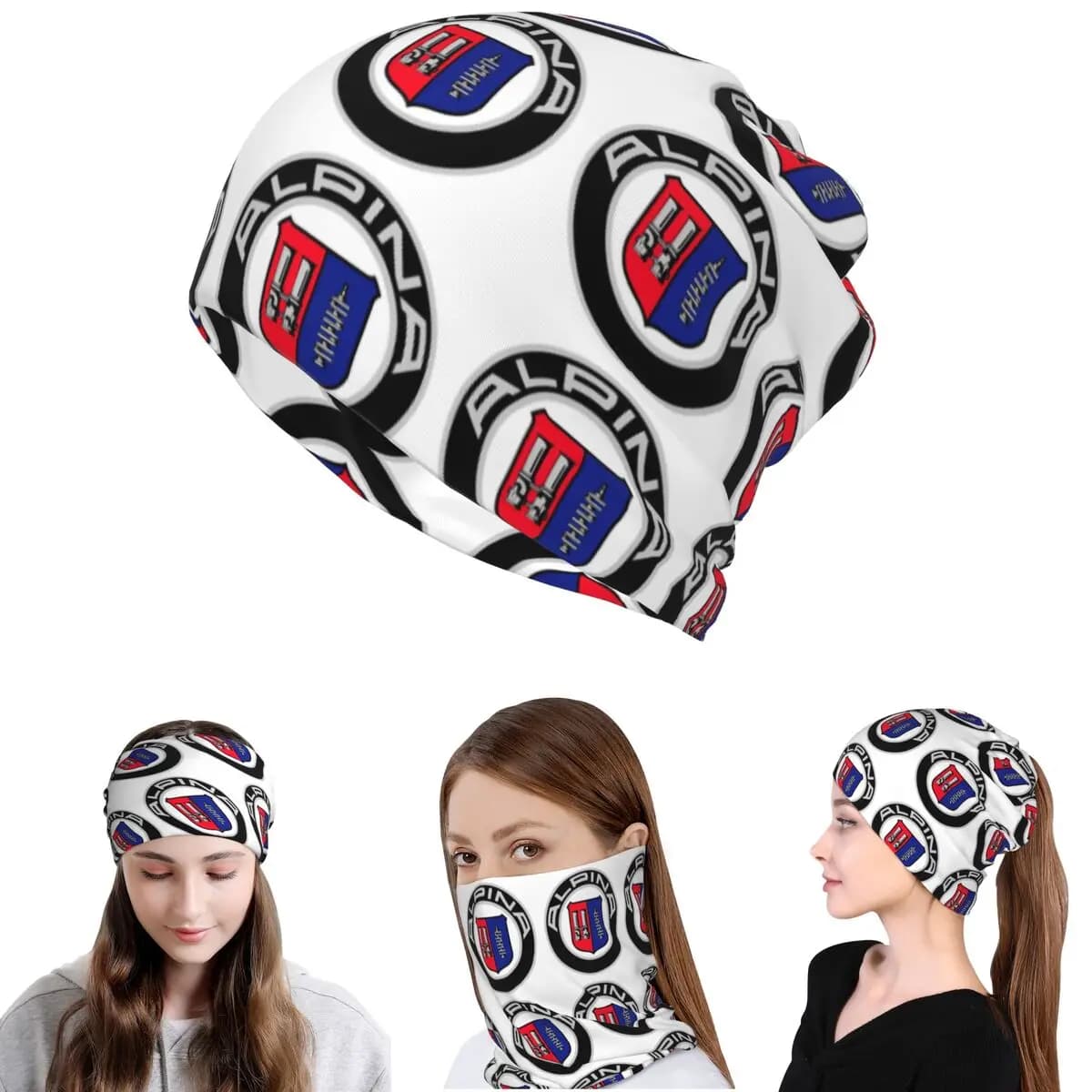 Alpina - Bandana con logo di auto d'epoca, scaldacollo, sciarpa per il viso, copricapo multifunzione, berretto, cappello, unisex, per adulti, traspirante