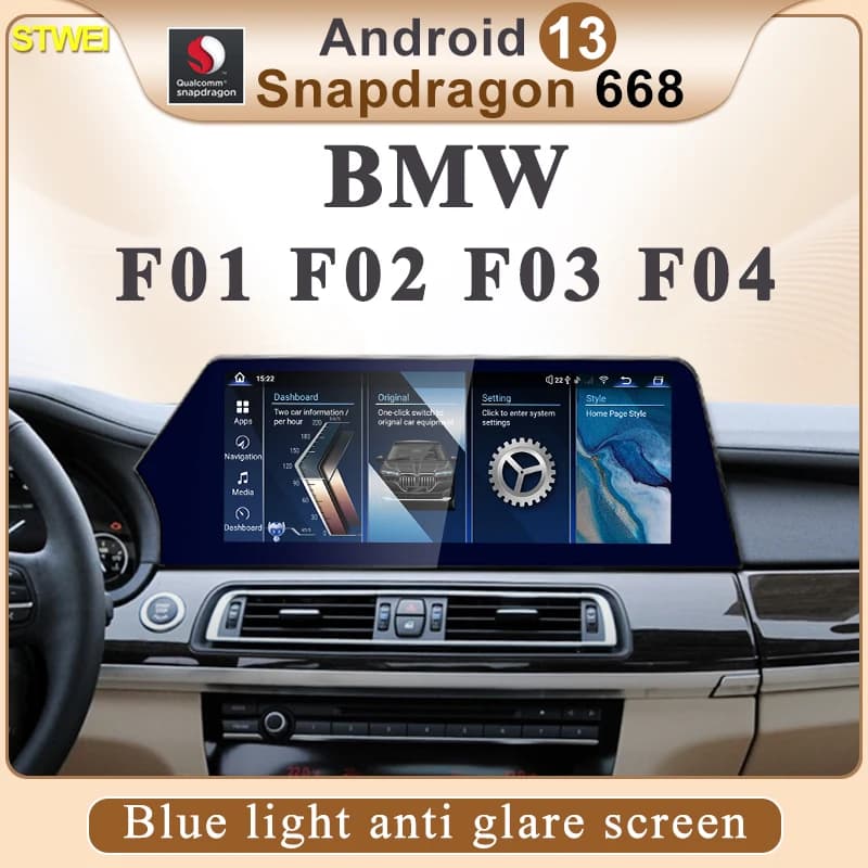 STWEI Android 13 Nuovo schermo a lama antiriflesso a luce blu adatto per BMW7Serie F01 F02 Wireless CarPlay AUTO lettori di auto