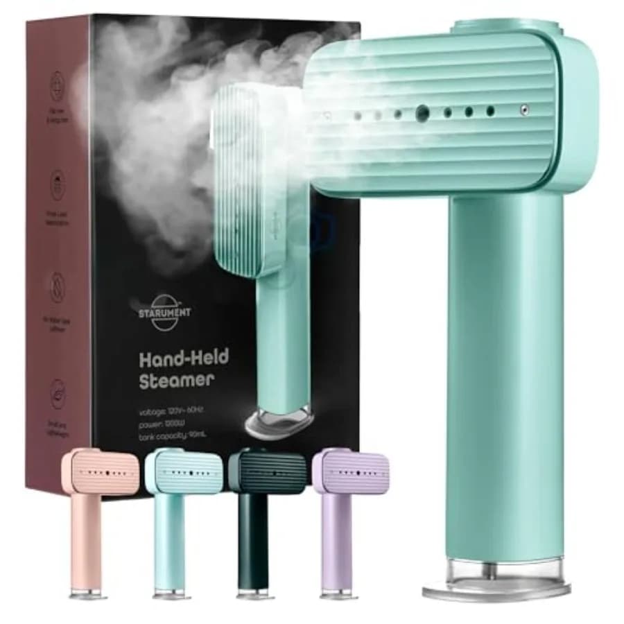 Vaporizzatore Portatile per Vestiti da Viaggio, Rimuovi Pieghe per Tessuti con Guanto Termoresistente, Riscaldamento Rapido in 18s, 90ml