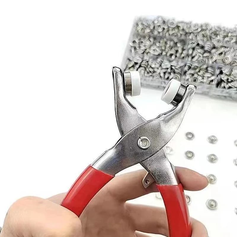 Set di strumenti per kit di fissaggio a scatto, anelli per bottoni a pressione in metallo con pinze di fissaggio Kit di strumenti per pressa per cucito di abbigliamento