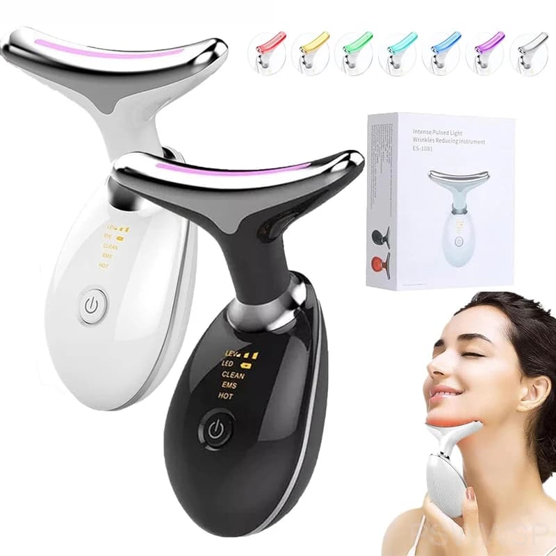 Beauty Device for Collo and Face, Photonic Therapy, Vibrant Facial Massage, Double Anti-Walk Device, Neck Skin Care Raxifier