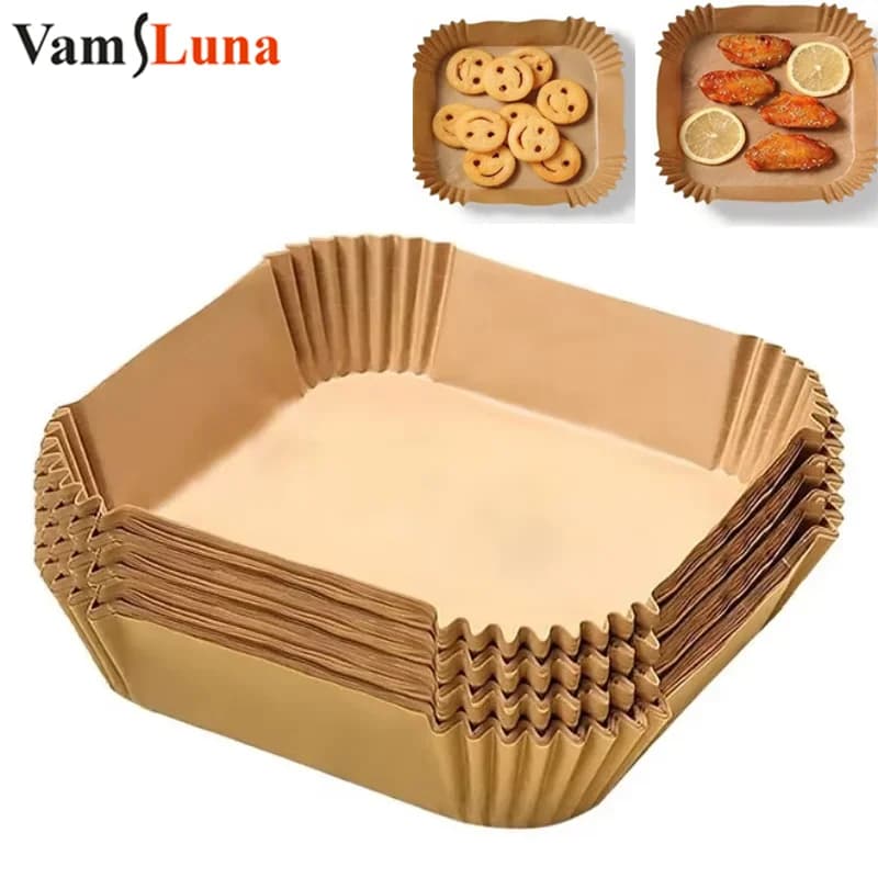 100 pcs air frying pans - Waterproof parchment paper and oil to bake in the oven, roast and microwave (pre-cut, 8" round, 45