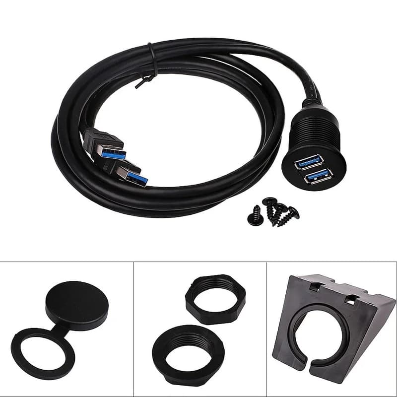 Bochara USB 2.0 USB 3.0 + cavo di prolunga compatibile HDMI maschio a femmina USB cavo da cruscotto per pannello di montaggio a incasso per auto moto