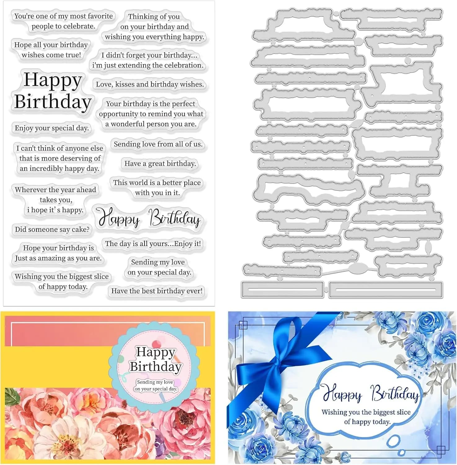 Happy Birthday Metal Cutting Die Stamp Set for DIY Crafts Making Cards Albums Scrapbooking