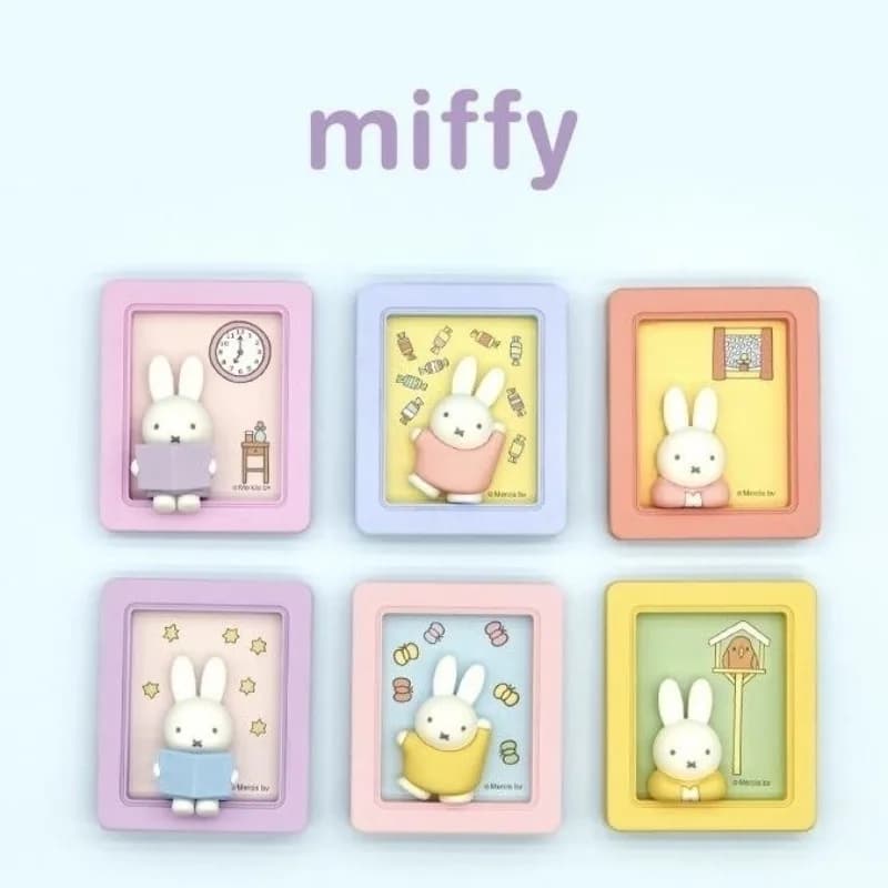 Serie Blind Box di Statuette Anime Miffy con Cornice Portafoto e Supporto per Telefono, Ornamenti da Collezione, Regali per Ragazze e Ragazzi