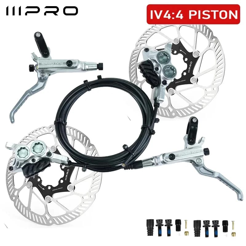 IIIPRO Freno A Disco Idraulico Per Bicicletta 850/1550mm Anteriore e Posteriore 4 Pistoni Idraulico CNC Pressione Olio Mountain Bike XC DH AM Freno