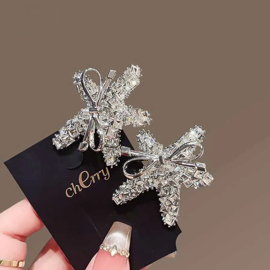 High End Bow Starfish Heavy Duty Duckbill Clips For Women Side Bangs Broken Hair Daily Wear Rhinestone Hair Clips New Luxury