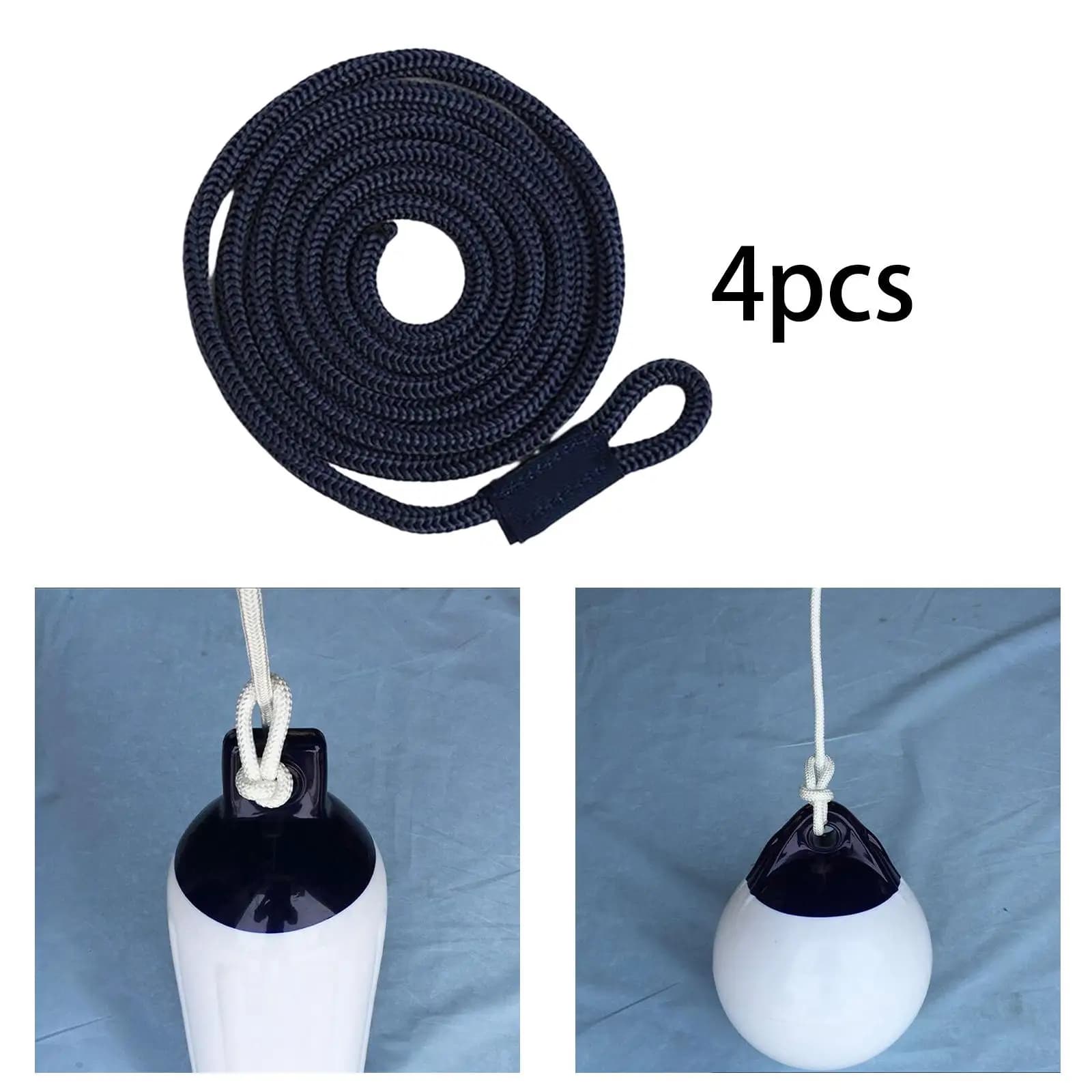 4 pezzi 1,5 m Paraurti per barche marine Linee parafanghi 0,65x150 cm Linee per banchina per barche Protezione per dock Corda di aggancio Parafanghi per barche Corde per paraurti