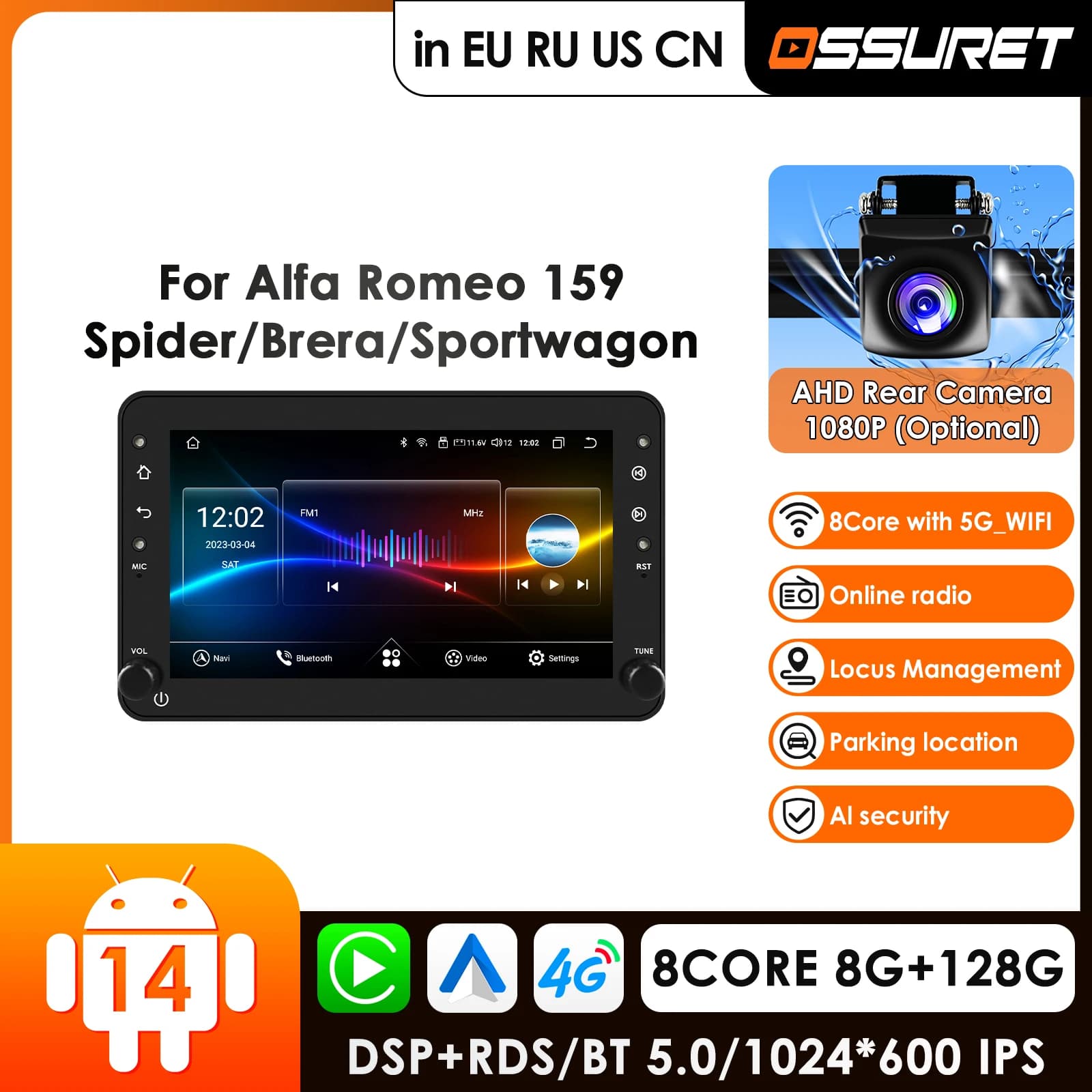 7 ''Carplay Android 1Din Autoradio GPS per Alfa Romeo 159 Brera Spider Sportwagon Lettore multimediale Video Navigazione Autoradio