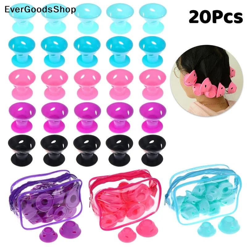 New 20pcs Silicone For Hair Curling Rollers DIY Set With Mushroom Bell Shapes Spiral Design Soft Construction Easy Removal Curls