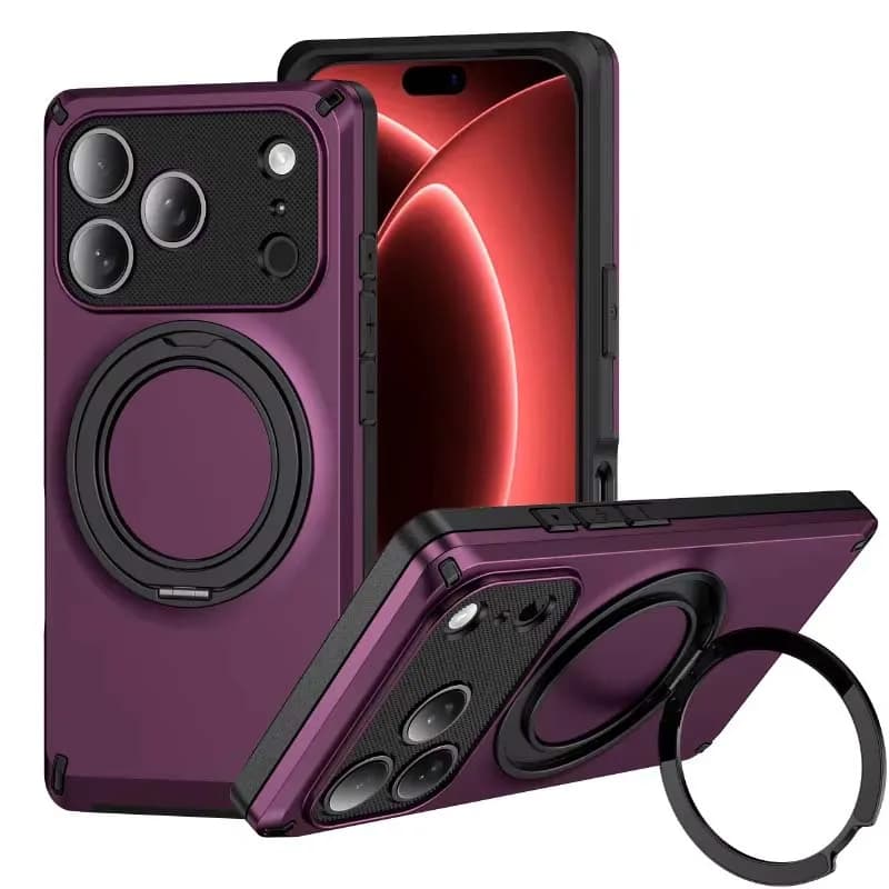 Luxury 360 ° Rotating Stand Hard PC Anti Shock Magnetic Phone Case For IPhone 18 Pro Max 14 15 16 17 Compatible With Fro Magsafe