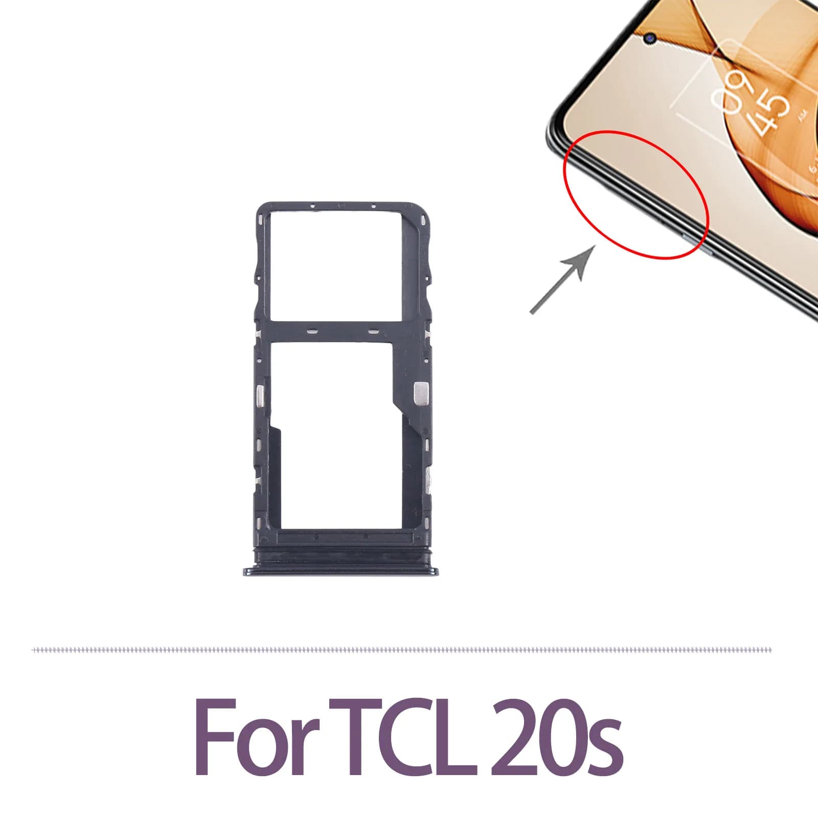 Parte di ricambio per scheda SIM per TCL 20s: Vassoio scheda SIM + Vassoio scheda Micro SD