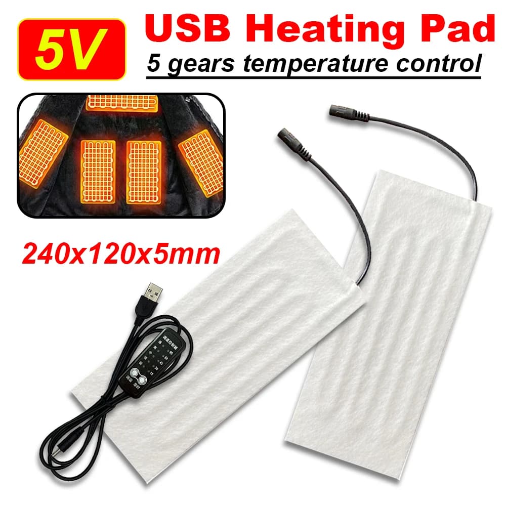 5V USB Riscaldamento Pad Vestiti Tappetino Riscaldante Pellicola di Riscaldamento Elettrico Per Il Collo Lombare Addome Riscaldamento Piedi Gilet Cappotto Giacca Cuscino Riscaldatore