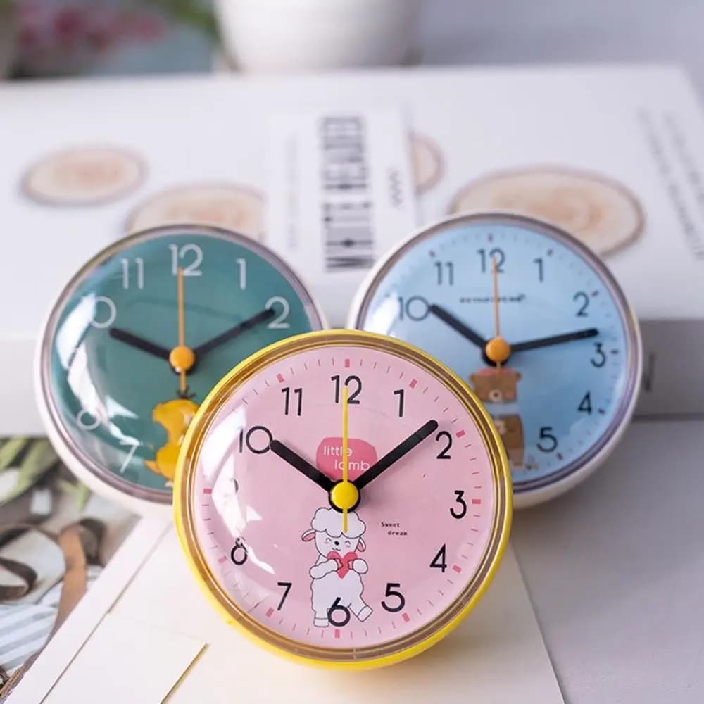 Mini Orologio da Parete con Ventosa, Impermeabile e Antiappannamento, 7cm, per Bagno e Cucina, Piccolo Orologio al Quarzo da Tavolo